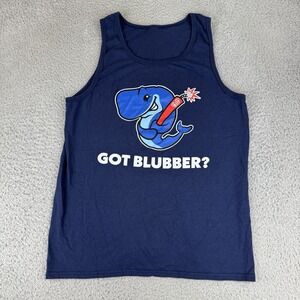 Eugene Emeralds Tank Top Shirt‎ Got Blubber Exploding Whales Blue Men's M
